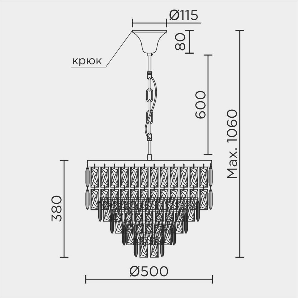Подвесная люстра 48*48*110 см, Е14 9x40W, , Золото MODELUX ML.844.9 GD