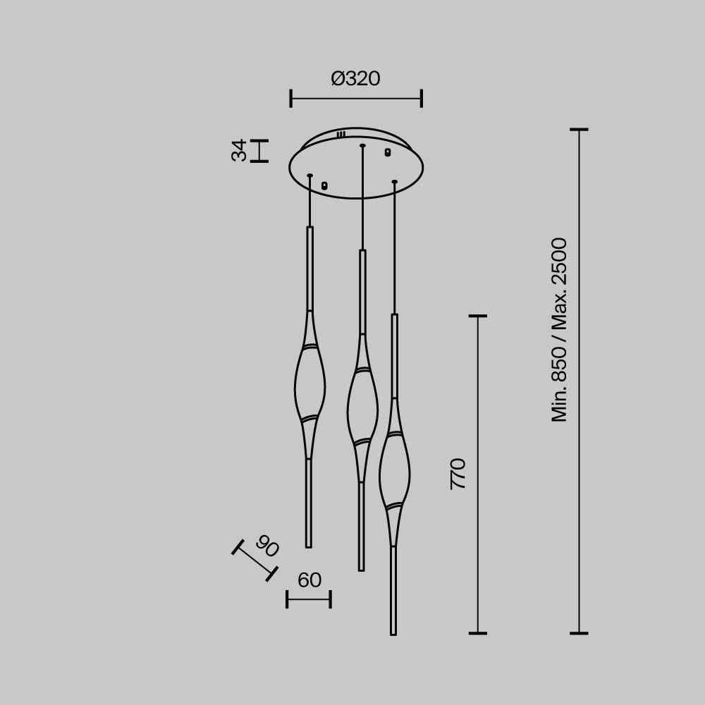Подвесной светильник MODESTYLE MS.88921.3 CH