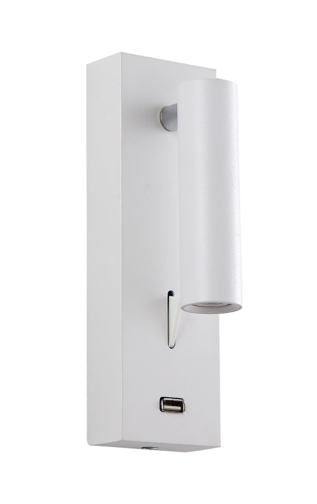 Настенный светильник, 3W, 3000К, белый, Crystal lux CLT 210W USB WH
