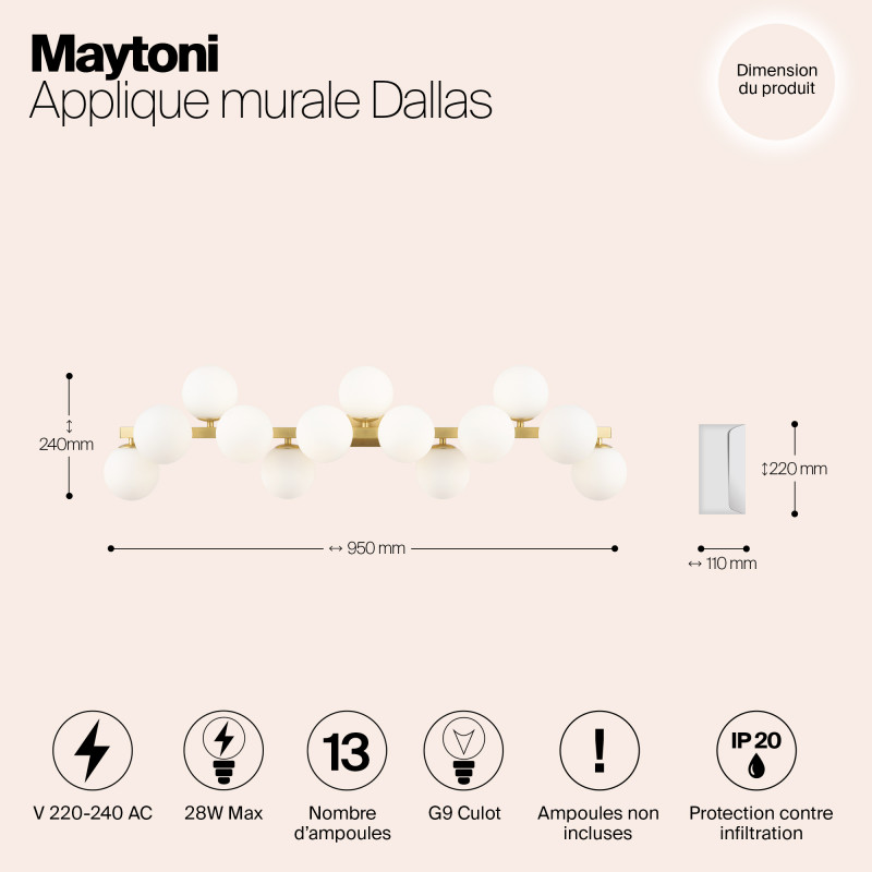Светильник 89 см, Maytoni MOD547WL-13BS, латунь