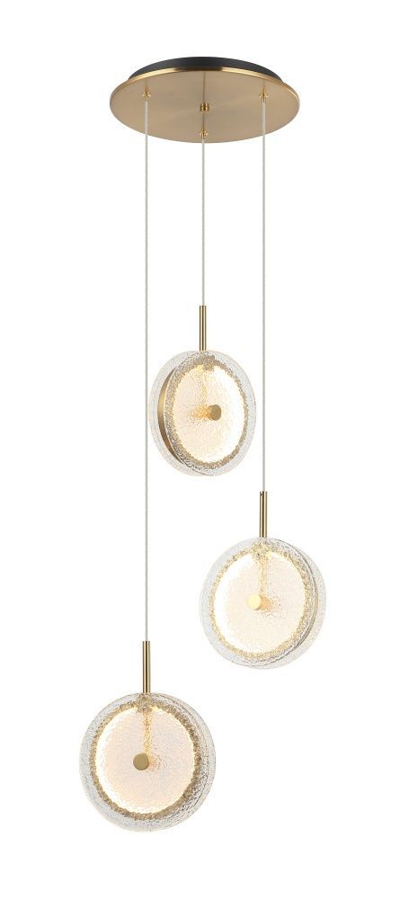 Люстра Ø300 x H1500 мм, LED 30W 4000K NewRgy BRASS+BLACK (Латунь+Черный) 7050MDR-3 BRASS+BLACK