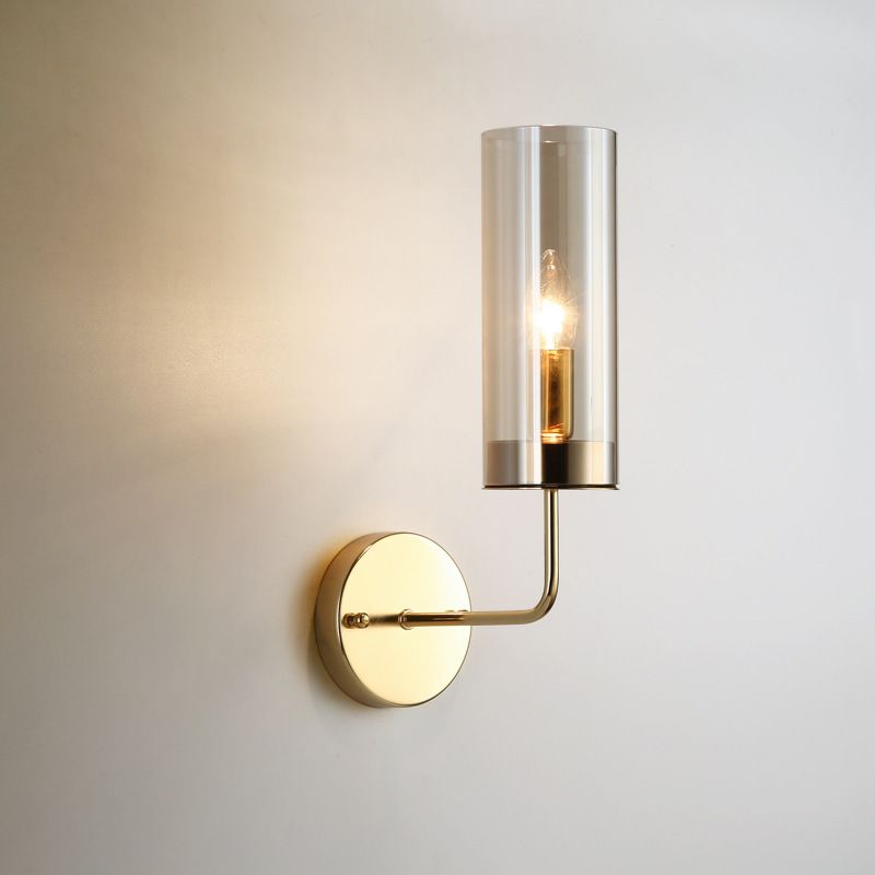 Бра Agne Blue Glass Tube wall light 16*28*28 см, 1*E14*40W, ImperiumLoft 100322-22, Золотистый