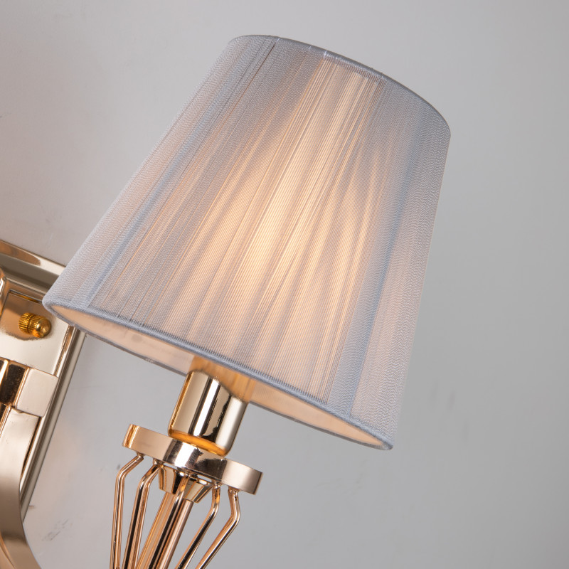 Бра Favourite Sade 2690-1W, D220*W160*H330, золотой гальваники, абажур из серой нити, декоративные элементы выполнены из прозрачного стекла