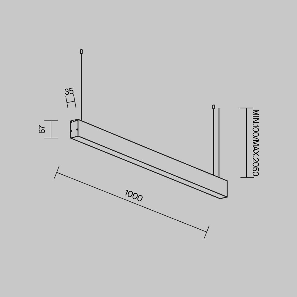 Линейный светильник подвесной 4000K 35x67 20 Вт (Черный, 1 м) LL312044 Maytoni Technical