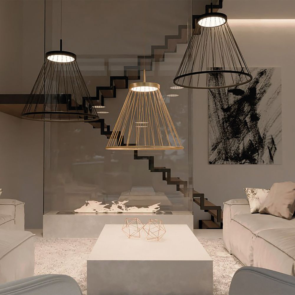 Подвес 60*40-150 см, 6*LED, 16W, 4000K, Favourite Fibra 4633-6P, золотой матовый
