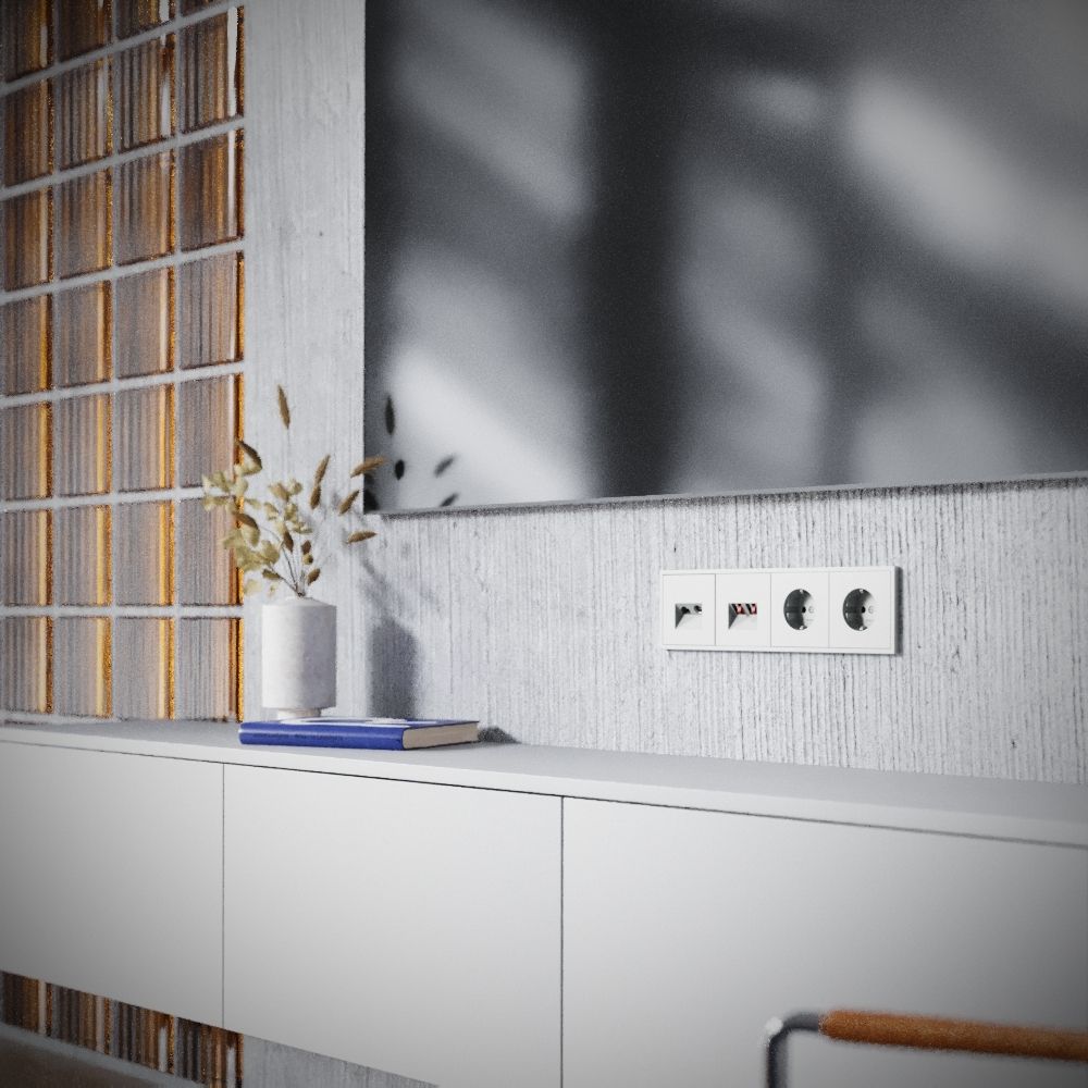 Розетка телевизионная встраиваемая TV+RJ45 кат. 6, сталь Voltum S70 VLS060705, Пластик Soft touch