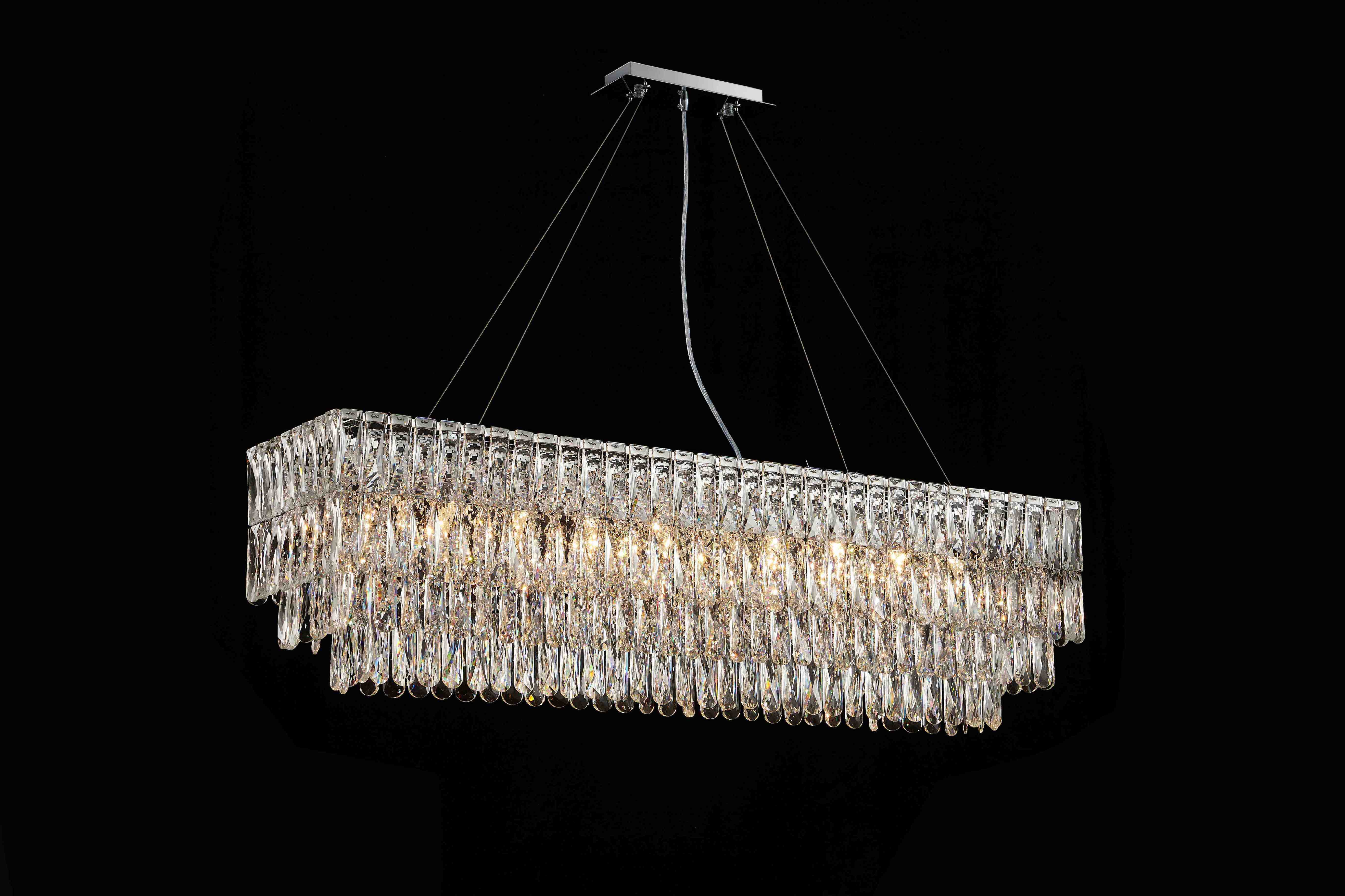 Люстра  1200*300*340, 10*E14, 40W NewRgy Cristallo NW075-L1200*W300*H340 RECTANGLE CHROME, H GOLD