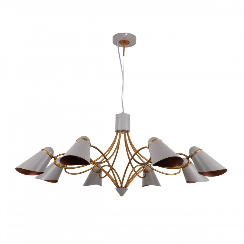 Подвесная люстра Favourite Lovato 2666-8P, D1000*H550/1040, латунь, плафоны темно-серого цвета