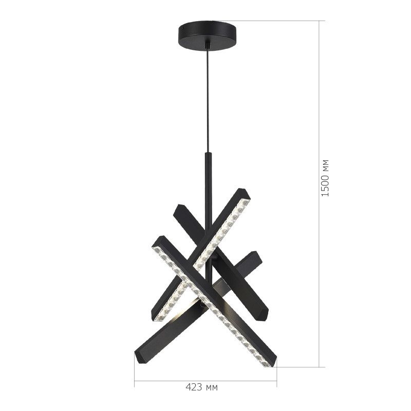 Подвесной светильник 42,3*42,3*-150 см, *LED, 43W, 4000K, ST-Luce Euclidics SL1018.413.04, черный