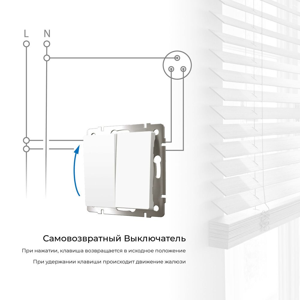 Выключатель Werkel W1122461 двухклавишный с самовозвратом, белый матовый