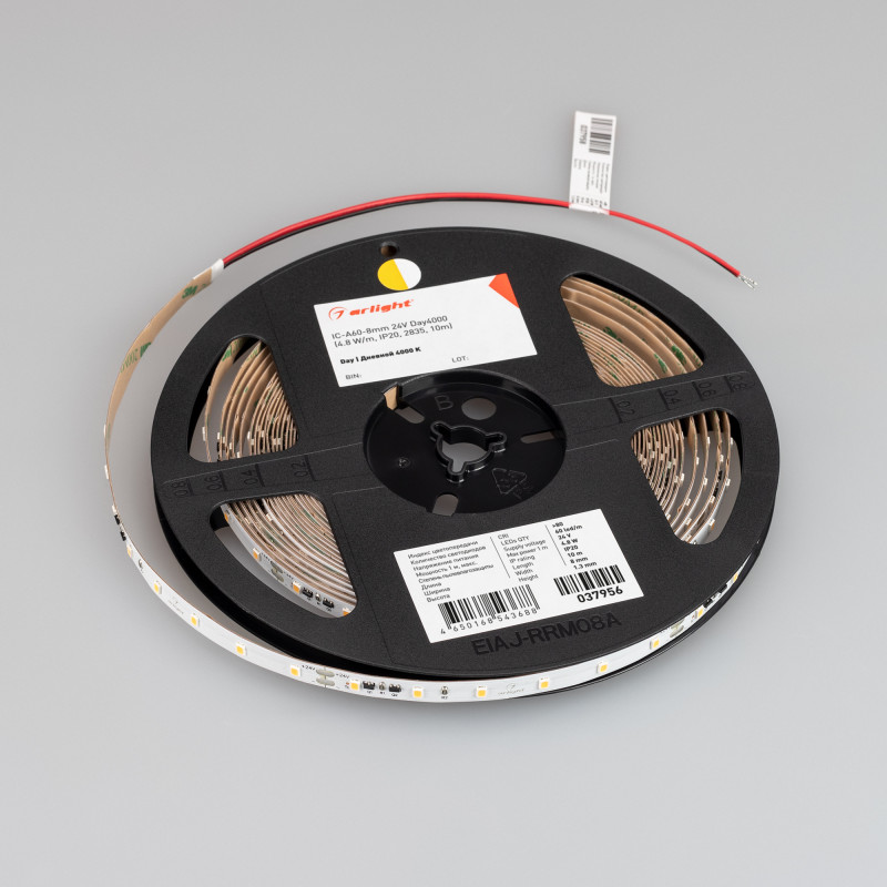 Лента IC-A60-8mm 24V Day4000 (4.8 W/m, IP20, 2835, 10m) (Arlight, стабилизированная) 037956. Цена указана за 10 метров. Продается кратно 10 метрам.