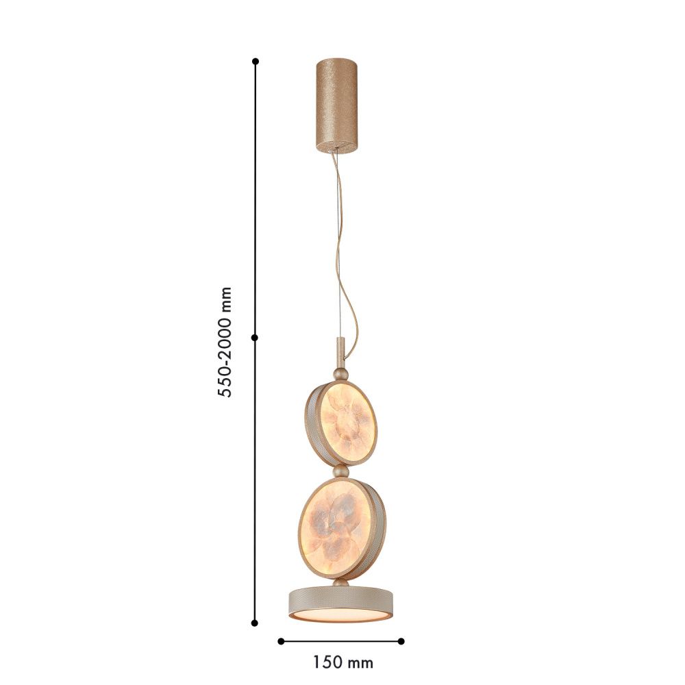 Подвес *15*55-200 см, 1*LED*24W, 3000K, Favourite Solarius 4858-1P, античное золото