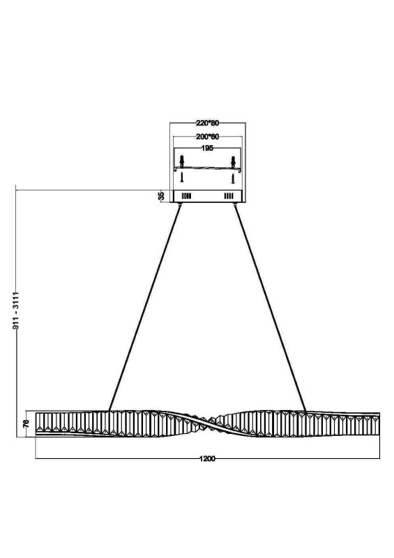 Подвесной светильник 120*8*311,1 см, LED, 36W, 3000К, Maytoni Krone P097PL-L36BS3K латунный