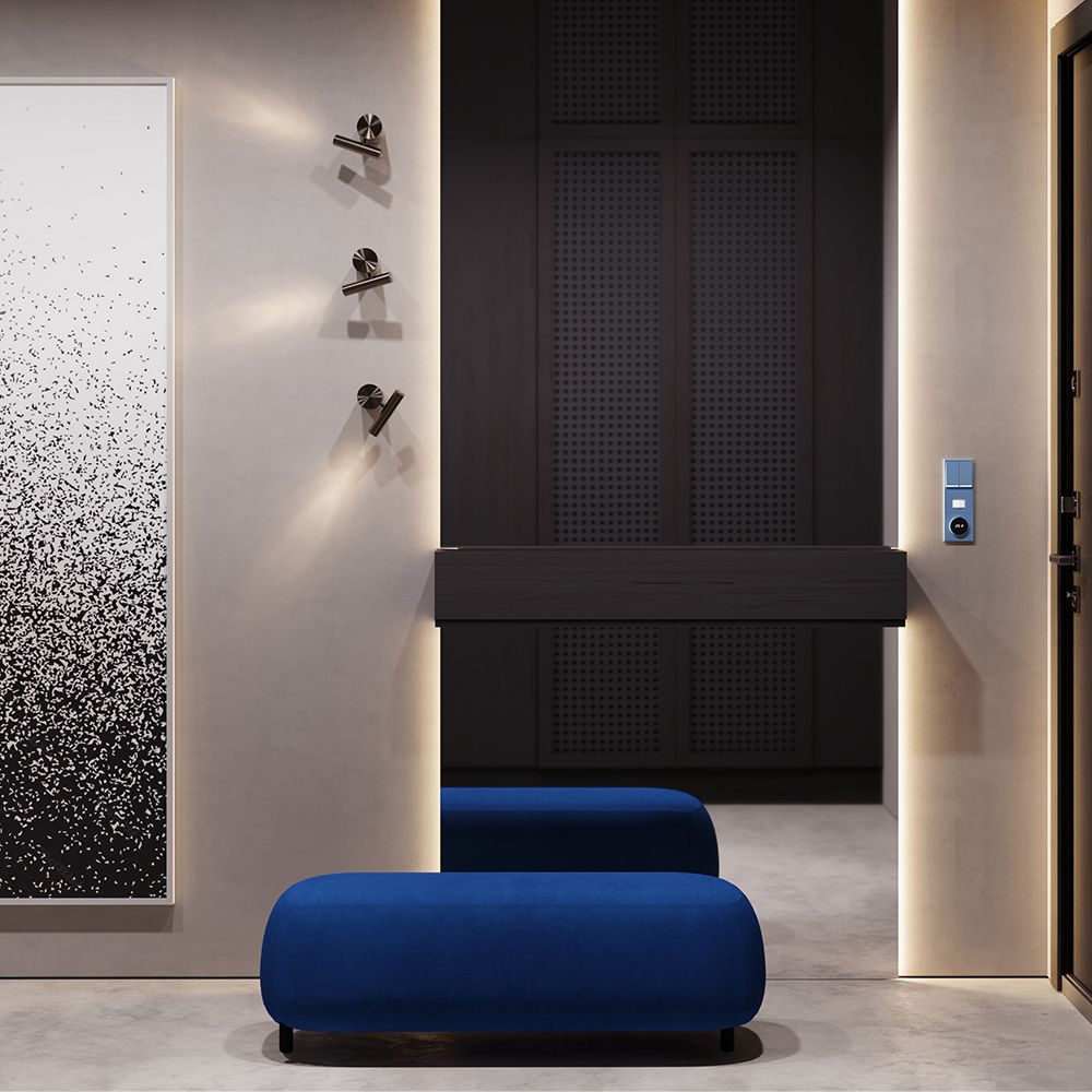 Терморегулятор электронный S70 с индикацией и датчиком, для теплого пола, деним Voltum VLS070115