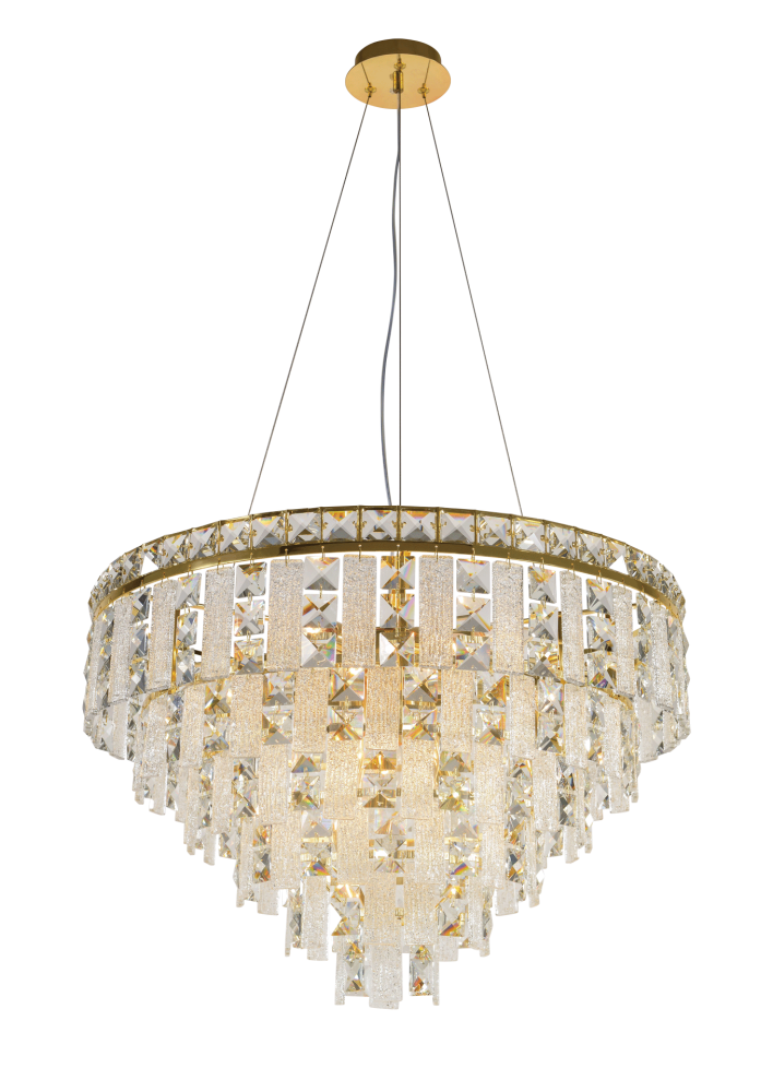 Люстра Ø600 x H450(1450), мм, 14*40W (560W), GOLD+CLEAR (Золото + Прозрачный Хрусталь) NewRgy 2894E/14 GOLD+CLEAR