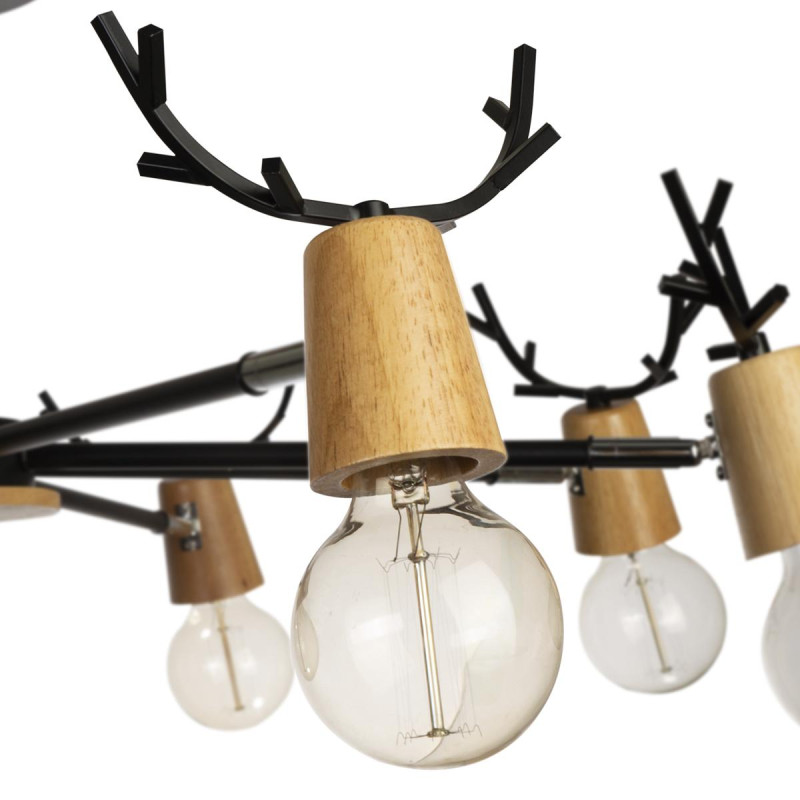 Люстра потолочная LOFT IT Sven 10024/8 Black, диаметр 85 см, черный-дерево