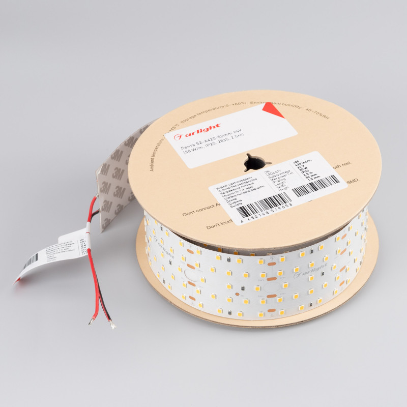 Лента S2-A420-52mm 24V Warm3000 (30 W/m, IP20, 2835, 2.5m) (Arlight, Открытый) 021205(2). Цена указана за 2,5 метров. Продается кратно 2,5 метрам.