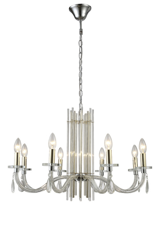 Люстра 72 см, Crystal L ux AURELIO SP8 GOLD+CHROME/TRANSPARENT Хром/Золото