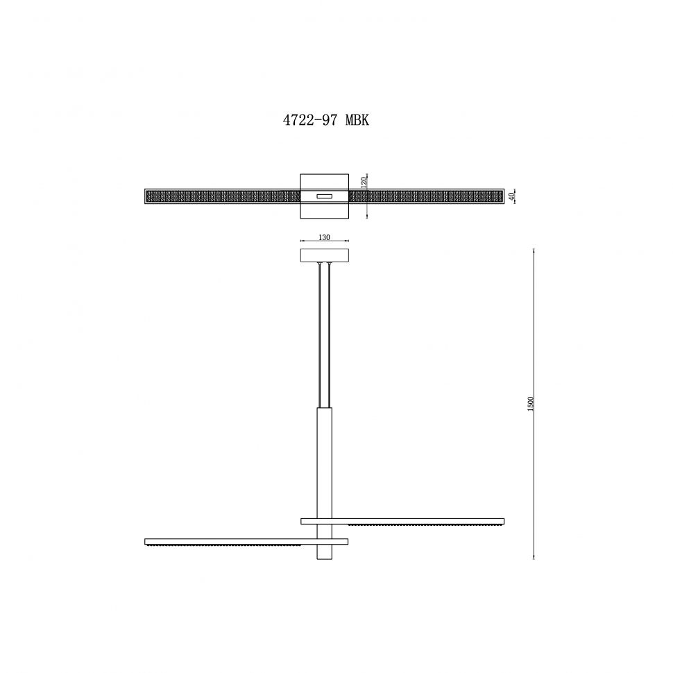 Подвесной светильник 97*12-150 см, LED*22W, 3000-6000K, iLedex Vision 4722-97 MBK, Черный