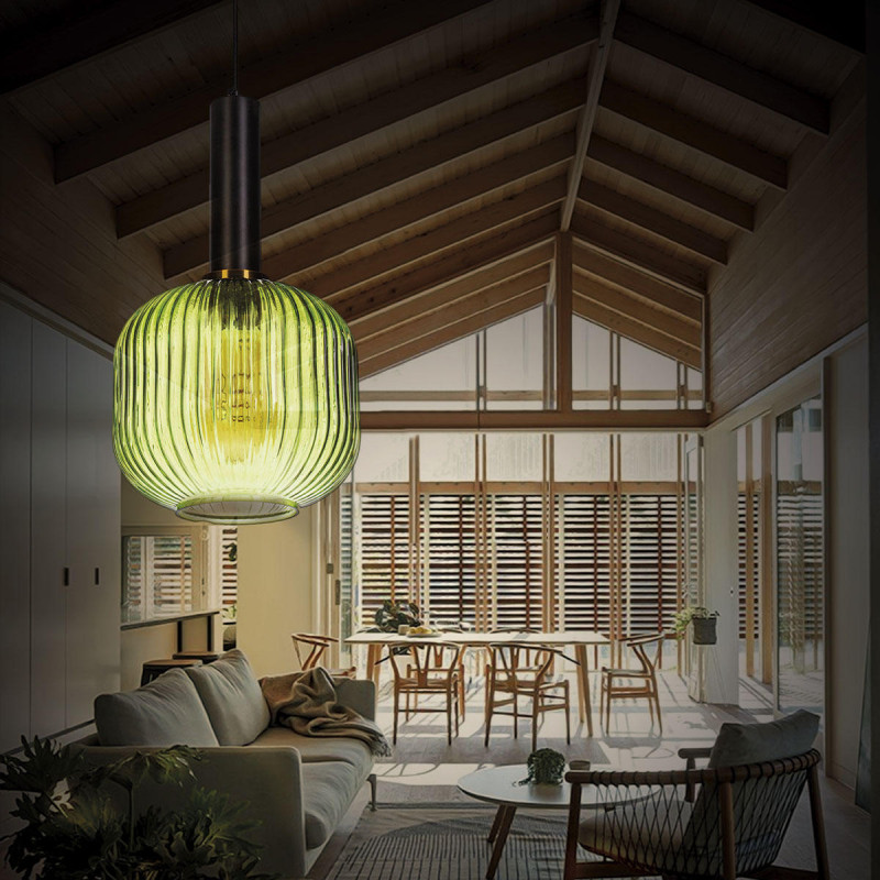 Подвесной светильник Loft IT 2072-B+BL, диаметр 20 см, черный