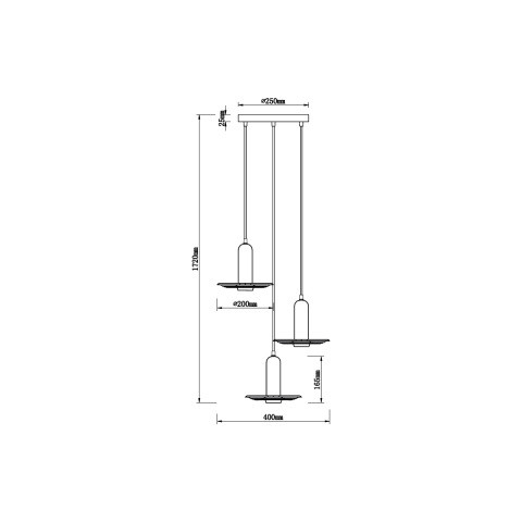Подвесной светильник  40*172 см, 3*E27 черный, золото Vele Luce Gustoso VL5892P13