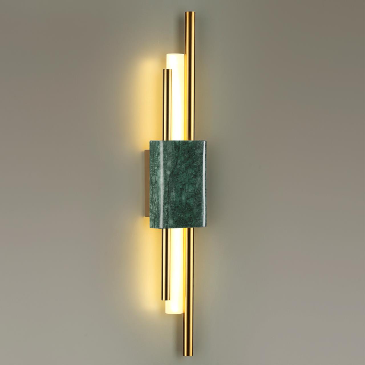 Светодиодный светильник 60 см, 10W, 3000K, Odeon Light MARMI 4360/10WL, золото-изумрудный мрамор