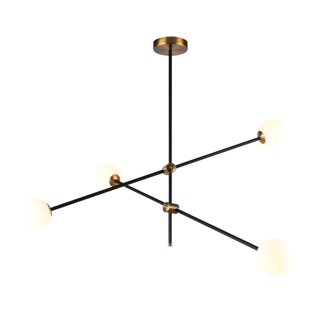 Люстра 100*100*80 см, 4*G9 Gerhort G31108/4BK+GD WT, Черный, золото