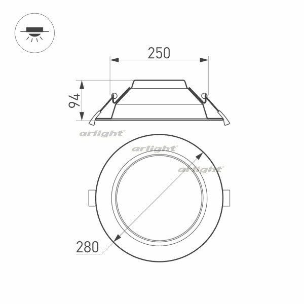 Светильник Downlight Arlight 023219(2) *28*9,4 см, 40W, белый (дневной)K,