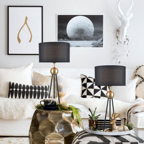 Настольная лампа  30*64 см, 1*E27 латунь, черный Vele Luce Saturno VL5764N01