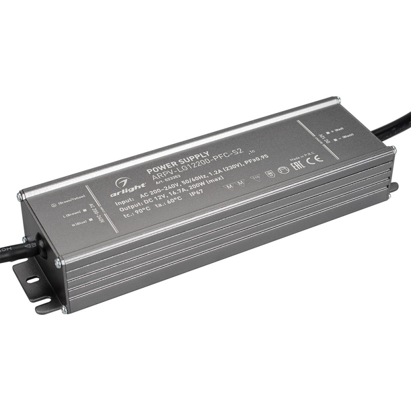 Блок питания для светодиодной ленты Arlight 023353 22,1*6,1*3,6 см, 200W, K,