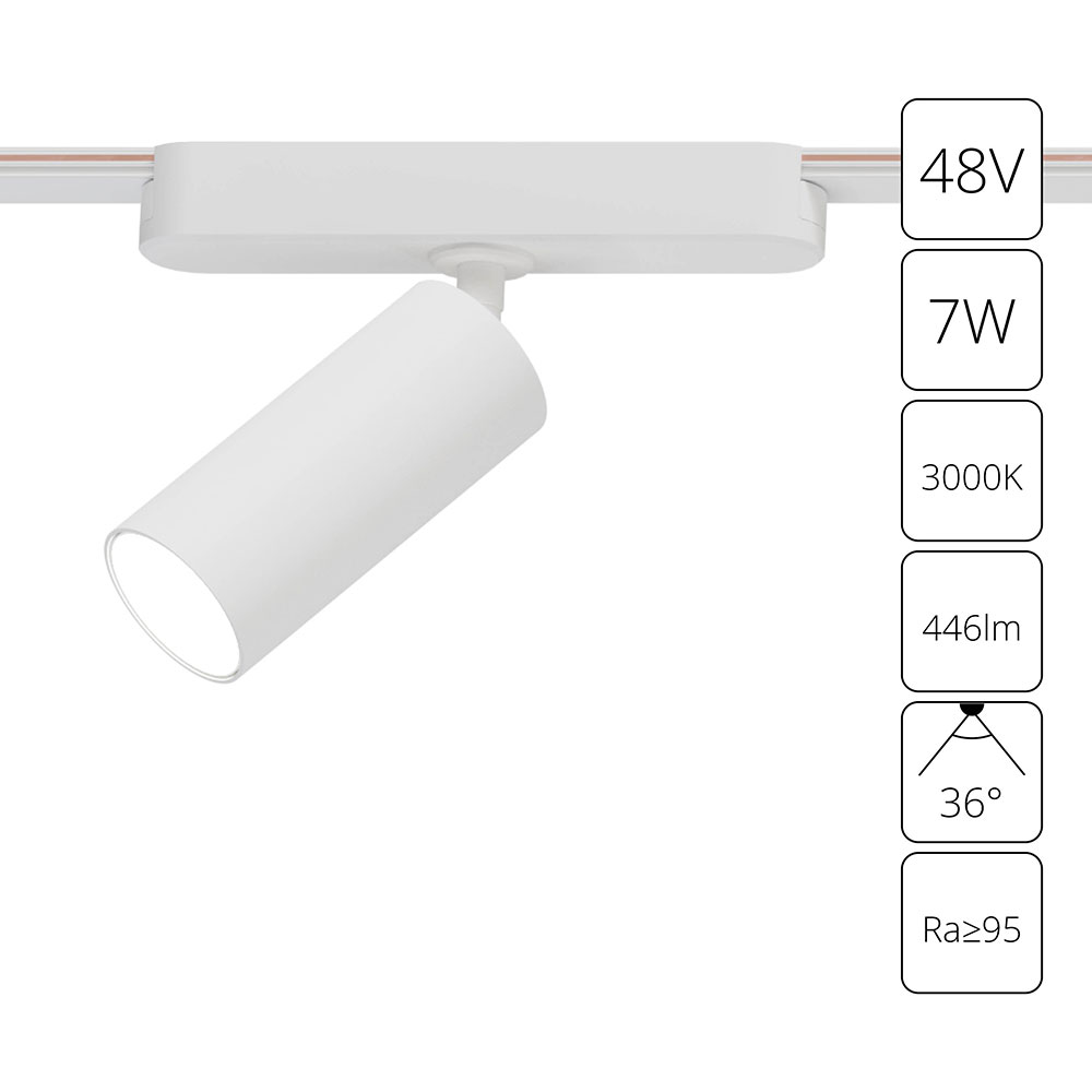 Трековый магнитный светильник 4 см, 7W, 3000K,  Arte Lamp Rapid A1156PL-1WH, белый