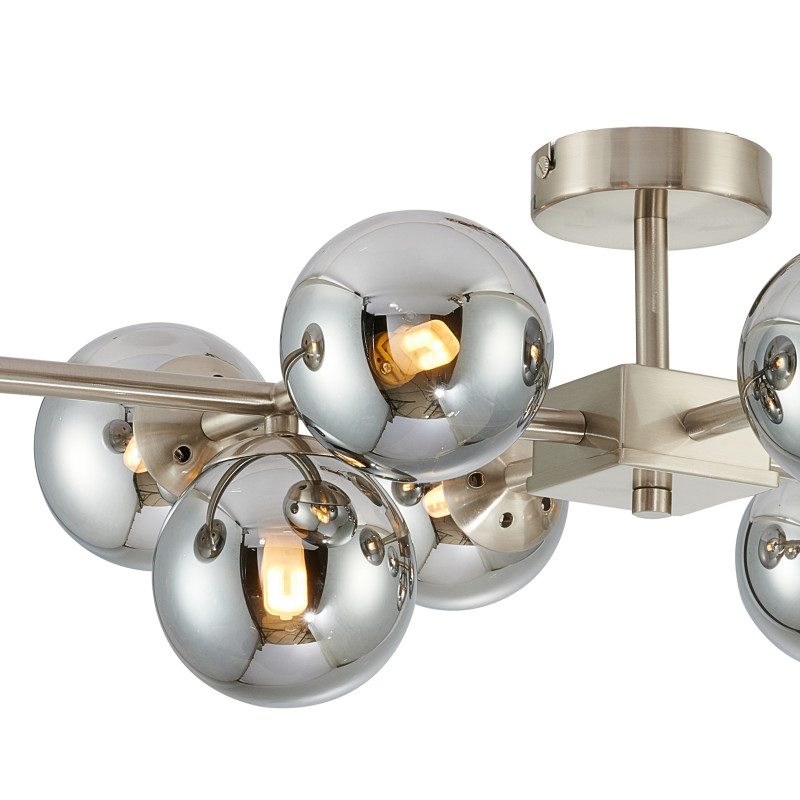 Люстра Favourite Varietas 2650-10U, L810*W430*H235, никель, плафоны из выдувного стекла дымчато-серого цвета