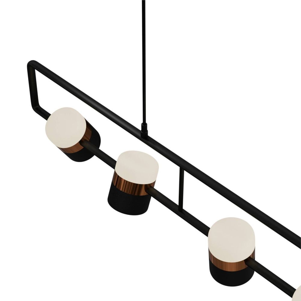 Светильник подвесной 135*20-200 см, 6*LED*6W, 3000-6000K, Lightera Rudolf LE114L-6B SMART, Черный