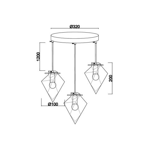Подвесной светильник  32*140 см, 3*E14 черный Vele Luce Cassiopea VL1154P03