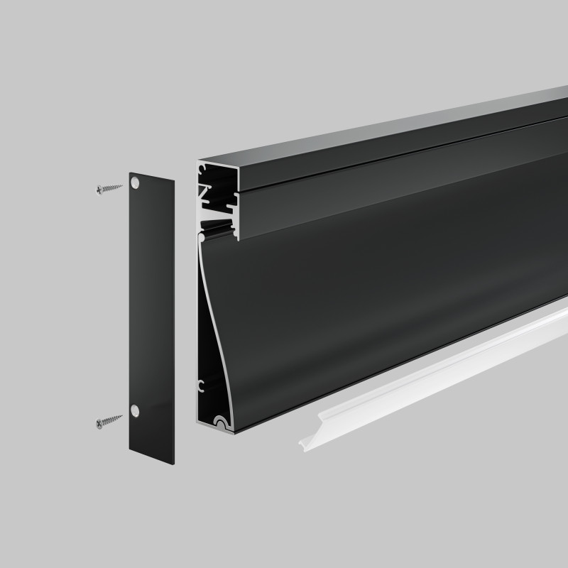 Алюминиевый профиль накладной 2000*80*18 мм для светодиодной ленты Maytoni Led strip Черный ALM-8018-B-2M