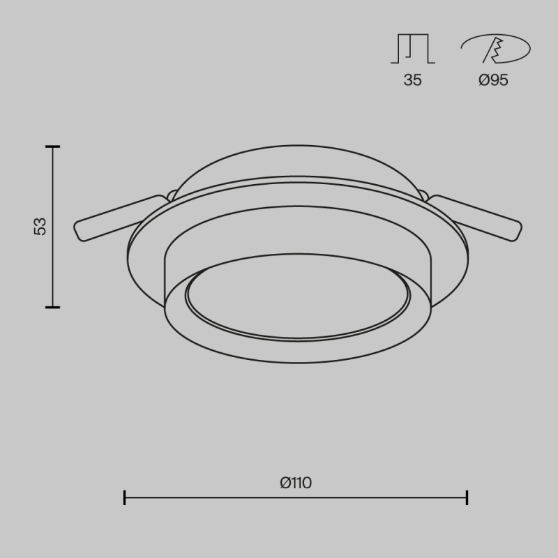 Светильник 11 см, Maytoni Downlight Hoop DL086-GX53-RD-BG, черный-золото