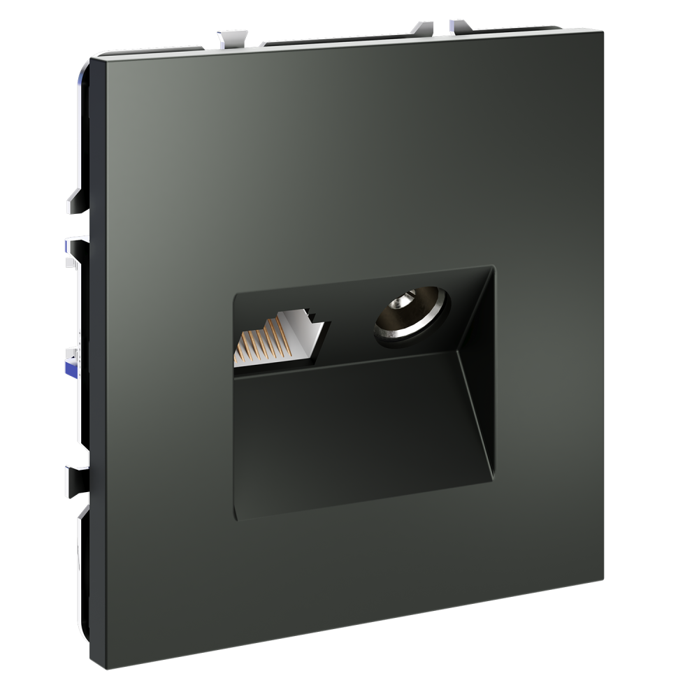 Розетка телевизионная встраиваемая TV+RJ45 кат. 6, титан Voltum S70 VLS060706, Пластик Soft touch