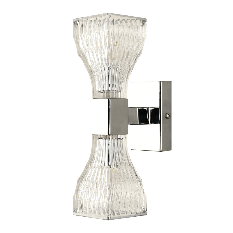 Бра Favourite Parity 2944-2W, D125*W75*H280, хром, плафоны из прозрачного стекла, по краю плафона нанесена серебряная краска