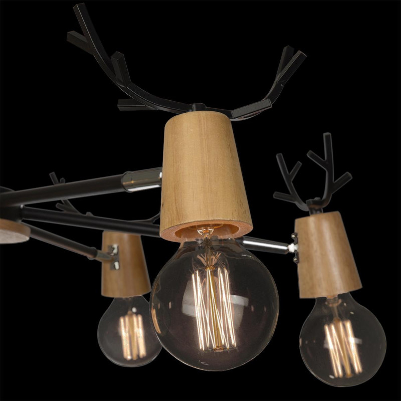 Люстра потолочная LOFT IT Sven 10024/6 Black, диаметр 72 см, черный-дерево