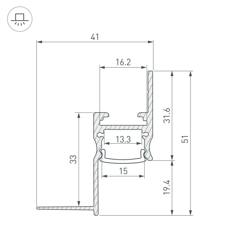 Профиль Arlight 038594 200*4,1*5,1 см. Цена указана за 2 метра. Продается кратно 2 метрам.  экран отдельно