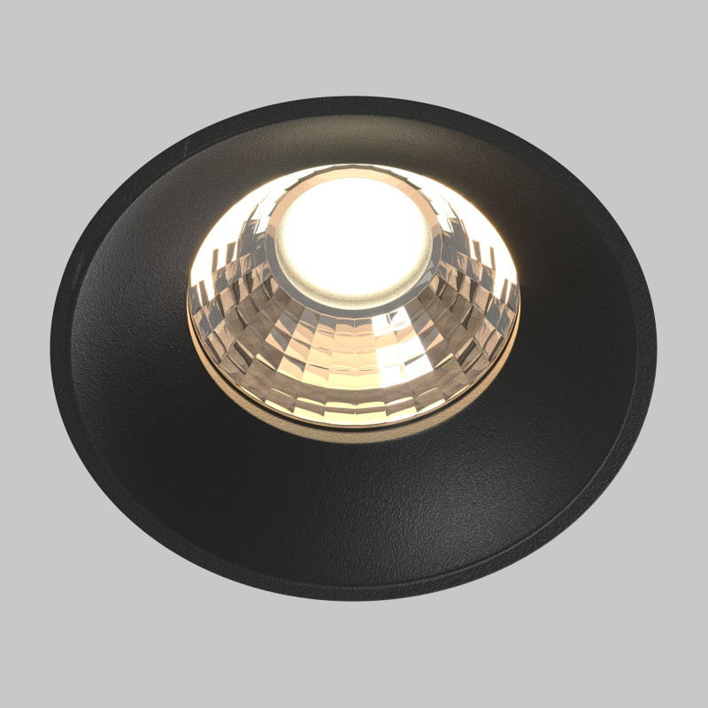 Встраиваемый светильник 7,4*7,4*6 см, LED, 12W, 3000К, Maytoni Technical ROUND DL058-12W3K-TRS-B черный