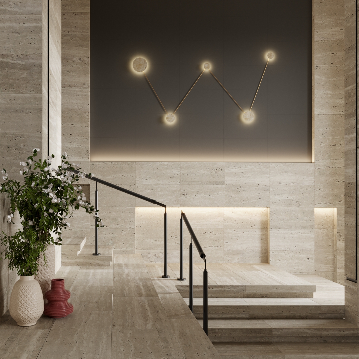 Бра 22*431 см, LED 20W 3000K бежевый/травертин Odeon Light Travertino 6625/25WL
