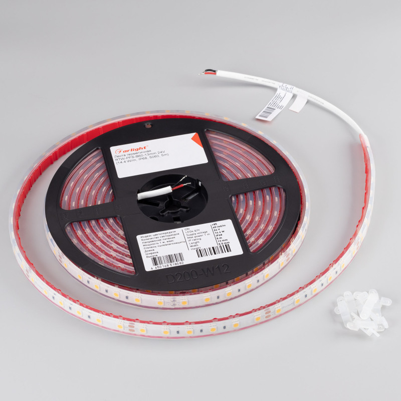 Лента герметичная RTW-PFS-B60-13mm 24V Warm3000 (14.4 W/m, IP68, 5060, 5m), Arlight 033788. Цена указана за 5 метров. Продается кратно 5 метрам.