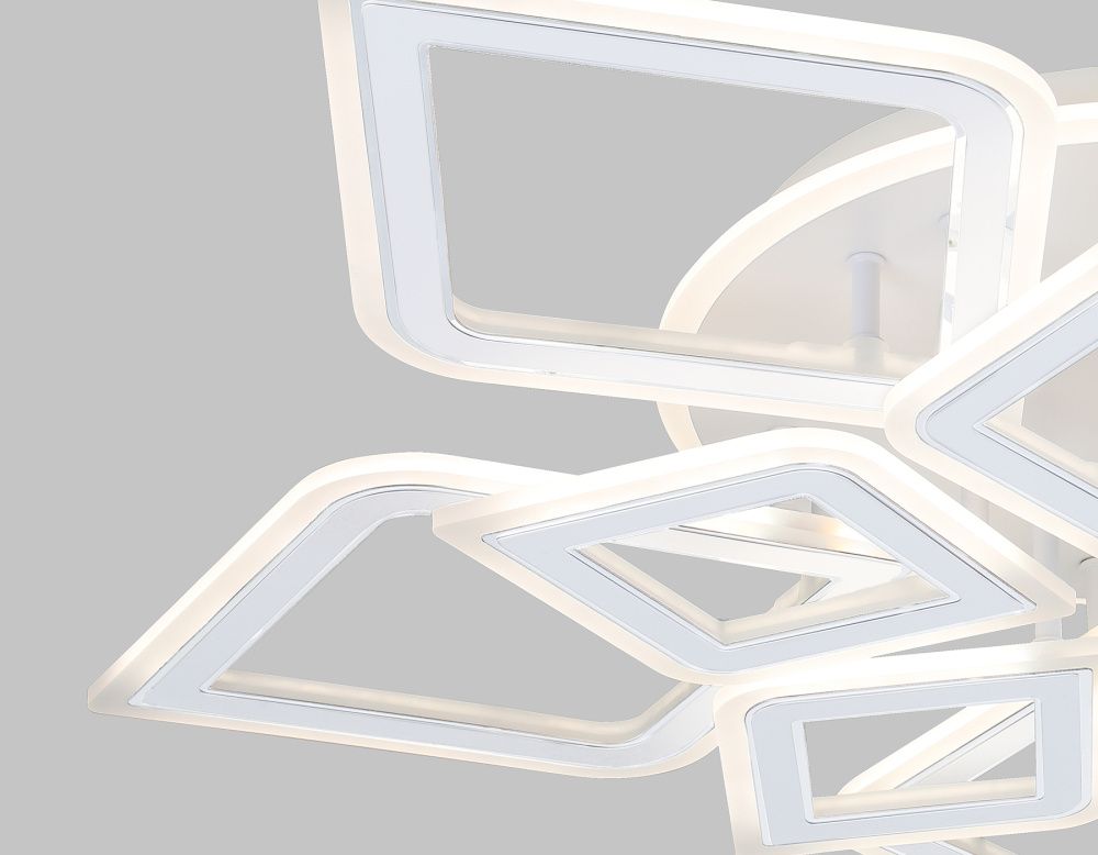 Потолочный светодиодный светильник с пультом 77*74*12- см, **W, 3000-6400K, Ambrella Light Acrylica FA8914, белый, хром