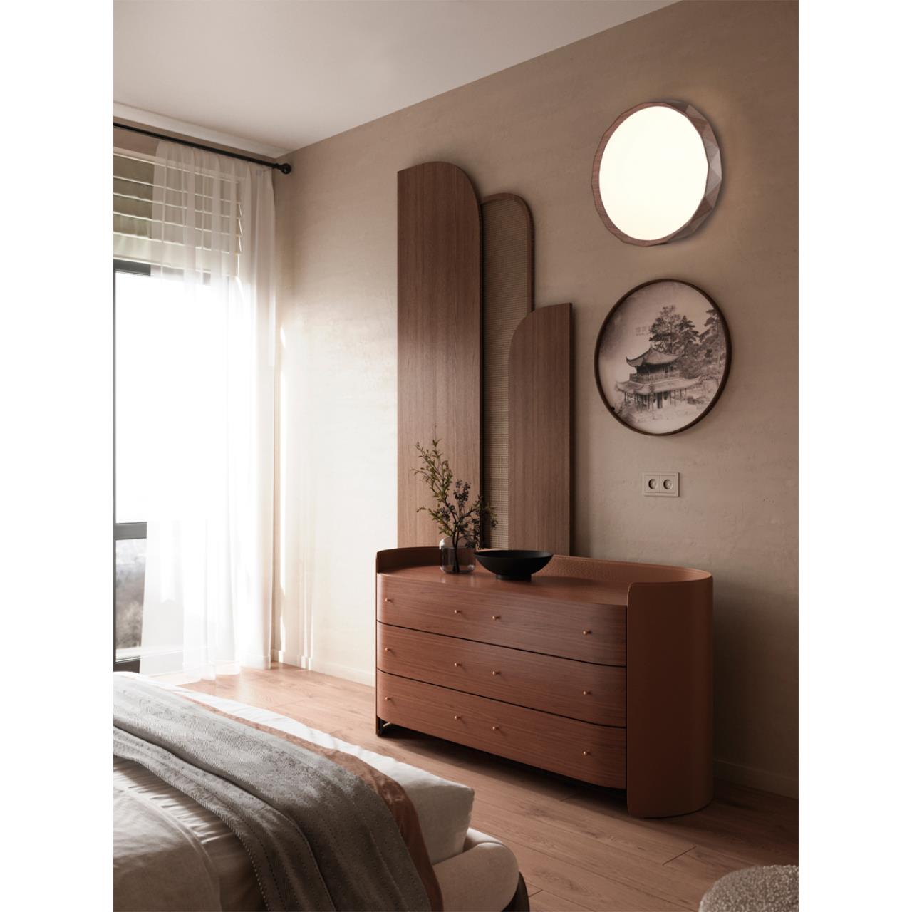 Cветильник 38,5*6,8 см, LED 48W, 4000 К, IP43, белый/коричневый, пластик Sonex Zif Wood, 7637/DL