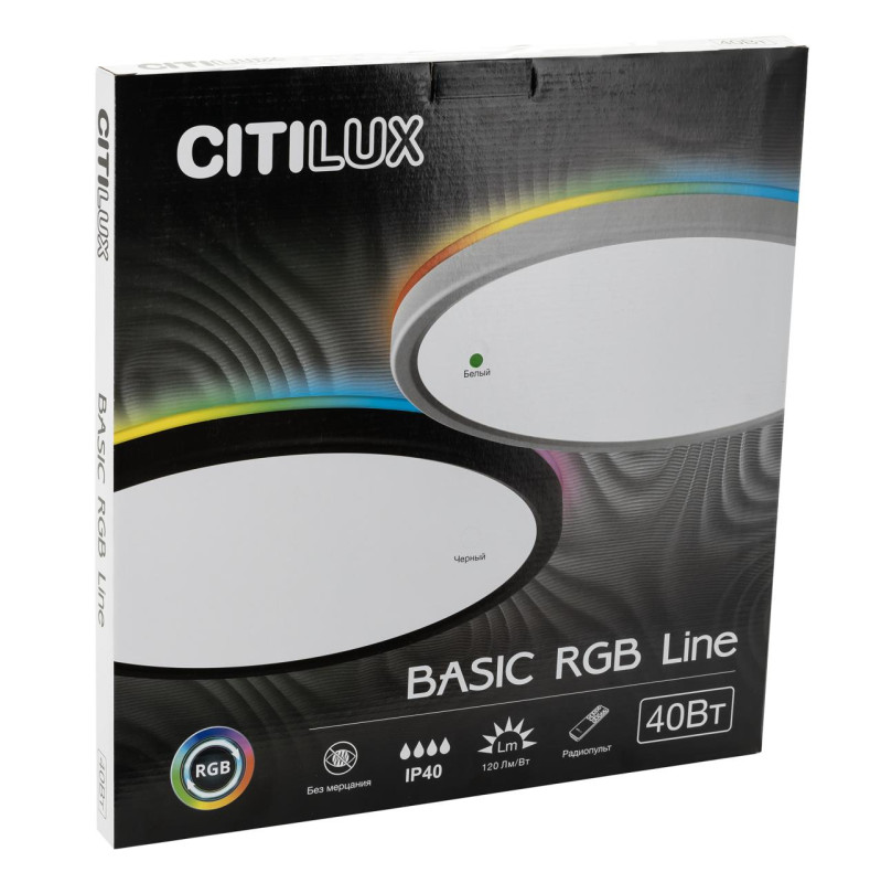 Светильник с пультом 40*2,5 см, LED+RGB 40W CL738321EL Бейсик Лайн Черный