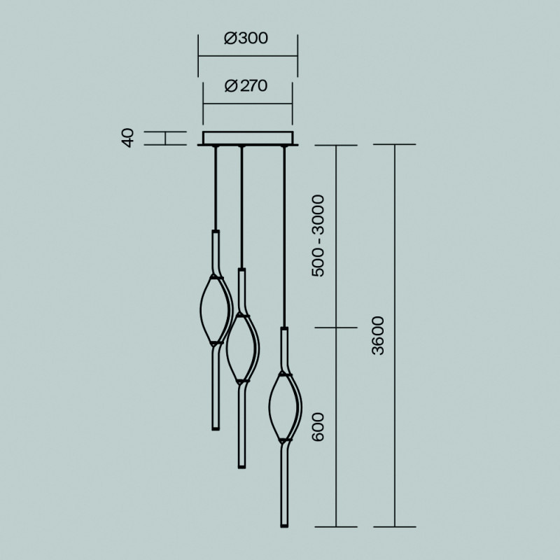 Каскадная люстра 30*30*365 см, LED, 3000К, Maytoni Foresight MOD347PL-L24BS3K латунный