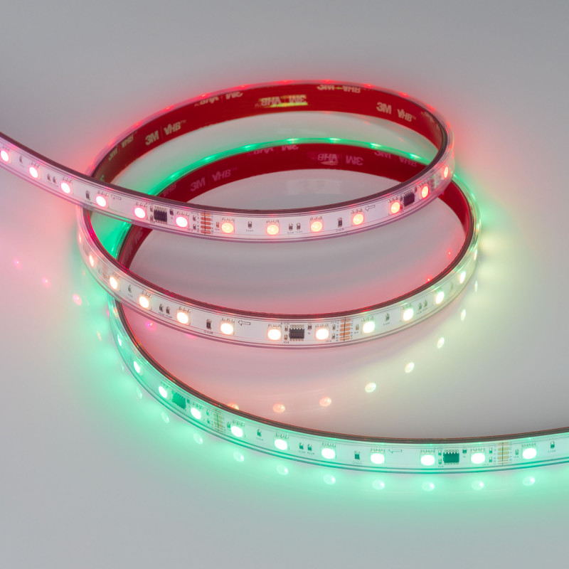 Лента герметичная DMX-PS-B60-12mm 24V RGB-PX6 (14 W/m, IP67, 5060, 5m), Arlight 039182. Цена указана за 5 метров. Продается кратно 5 метрам.