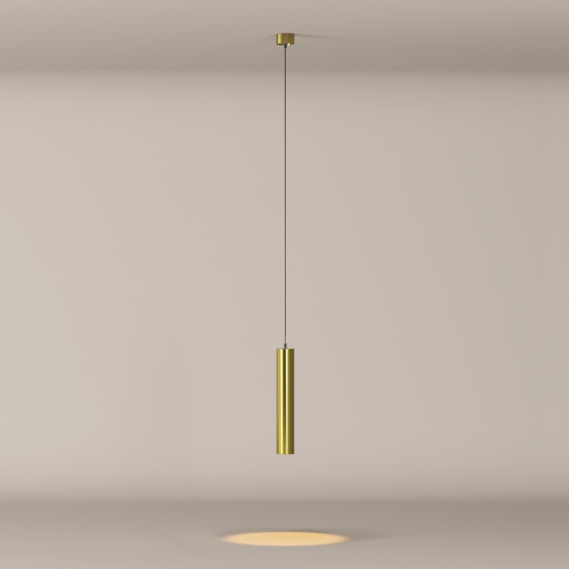 Подвесной светильник 5,2*5,2*30 см, LED, 12W, 3000К, Maytoni Technical FOCUS LED P072PL-L12W3K-BS латунный
