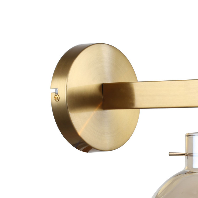 Бра Favourite Palear 2775-1W, D260*W160*H280, латунь, круглый плафон из стекла коньячного цвета